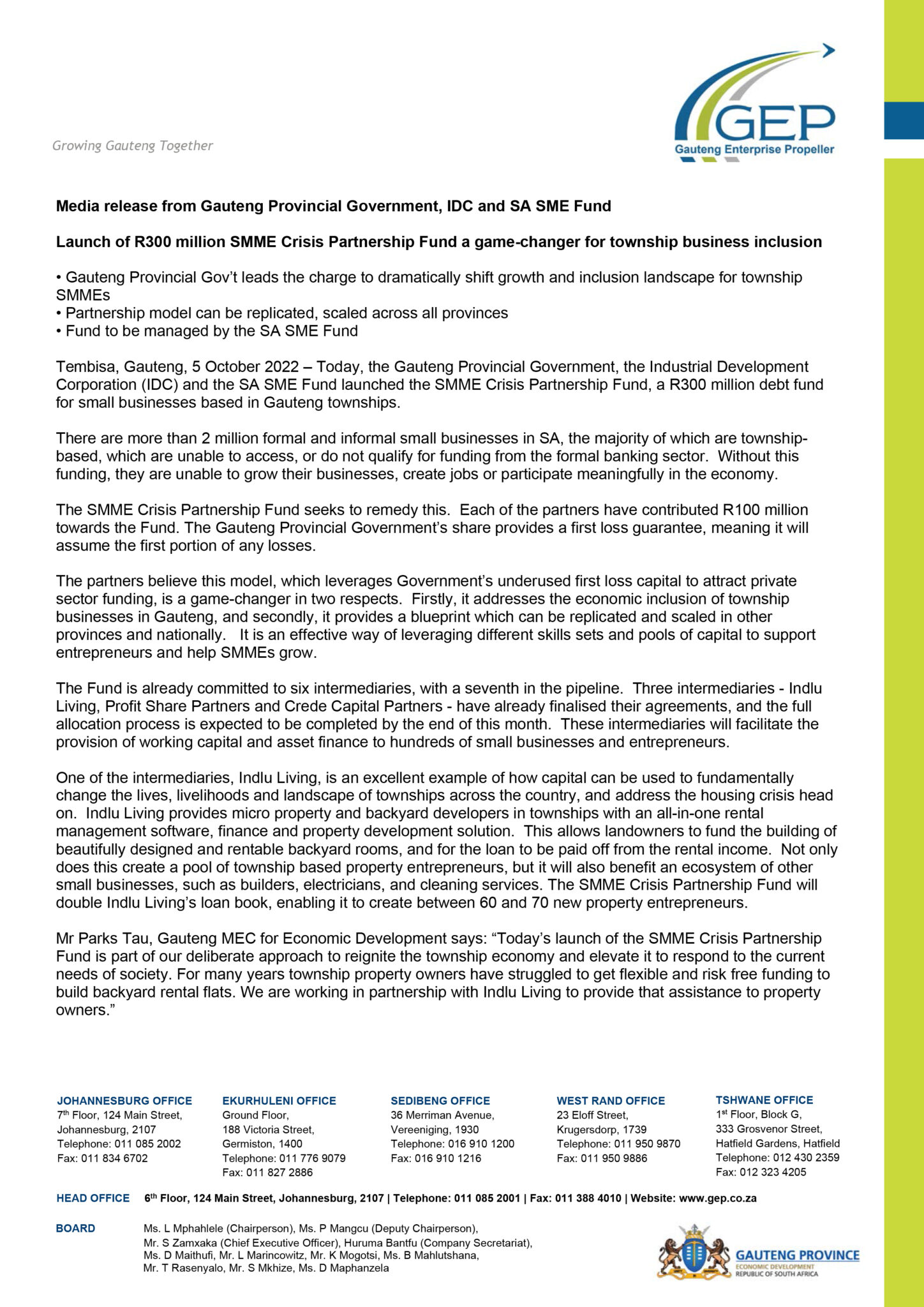 SMME Crisis Fund Launch